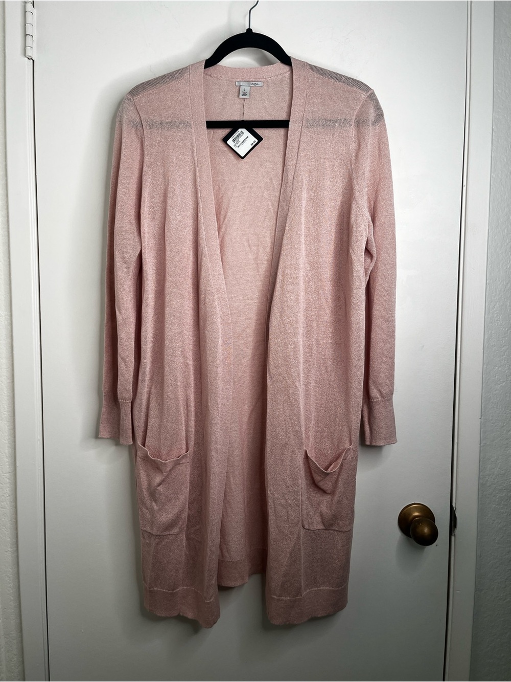 NWT Halogen Nordstrom Womens Large Petite Pink Smoke Linen Blend Cardigan Duster